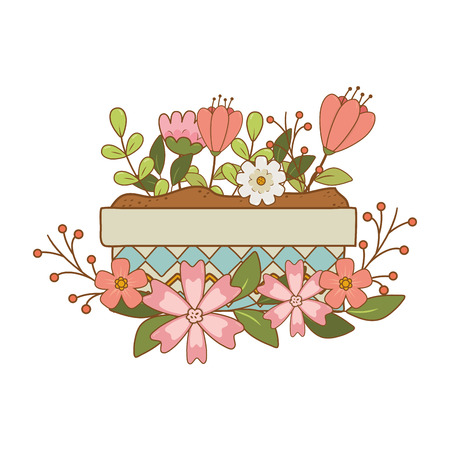 cute flowers and leafs in pot garden vector illustration designのイラスト素材
