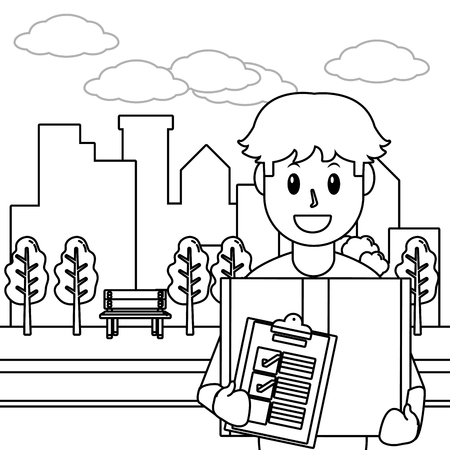 delivery service courier cartoon vector illustration graphic designのイラスト素材