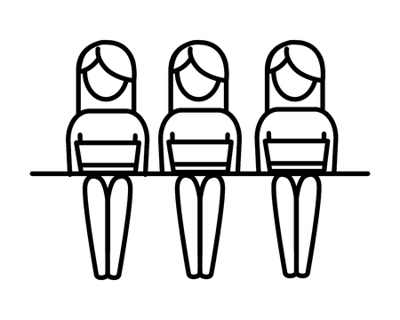 women pictogram with technology laptops cartoon vector illustration graphic designのイラスト素材