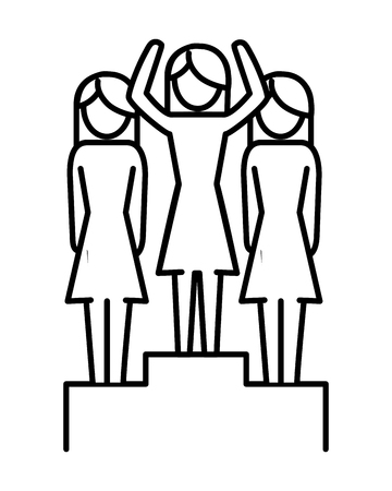 women pictogram at success podium cartoon vector illustration graphic designのイラスト素材