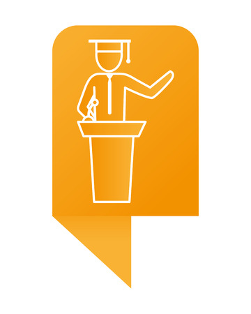 man pictogram student wearing graduation hat over tribune podium infographic layout cartoon vector illustration graphic designのイラスト素材