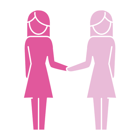 women pictogram holding hands cartoon vector illustration graphic designのイラスト素材