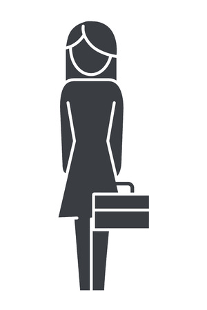 woman pictogram holding suitcase cartoon vector illustration graphic designのイラスト素材