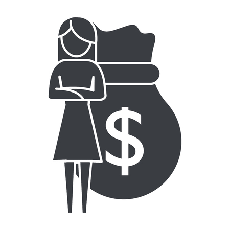 woman pictogram saving money concept cartoon vector illustration graphic designのイラスト素材
