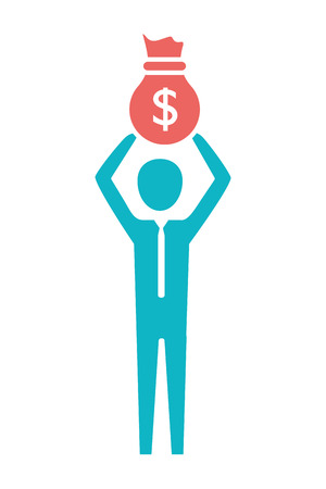 man pictogram saving money concept cartoon vector illustration graphic designのイラスト素材