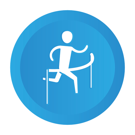 man pictogram reaching the goal button cartoon vector illustration graphic designのイラスト素材