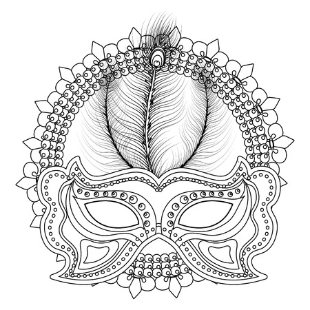 mask and beads mardi gras vector illustration graphic designのイラスト素材