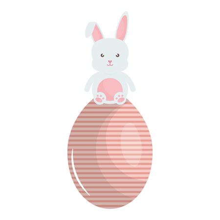 cute rabbit with easter egg painted vector illustration designのイラスト素材