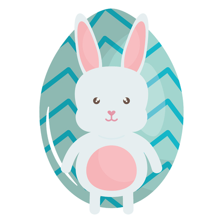 cute rabbit with easter egg painted vector illustration designのイラスト素材
