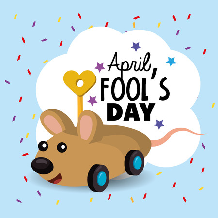 funny mouse toy to fools day vector illustrationのイラスト素材