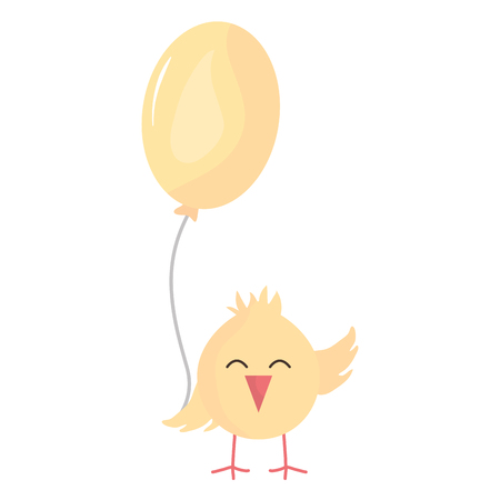 little chick with balloon helium cute, bunny character vector illustration designのイラスト素材