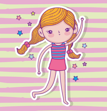 beauty girl with hairstyle wearing blouse and skirt vector illustrationのイラスト素材