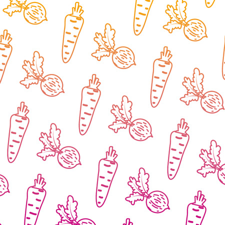degraded line healthy carrot and onion vegetable background vector illustrationのイラスト素材