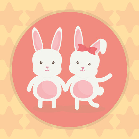 cute rabbits characters icon vector illustration designのイラスト素材