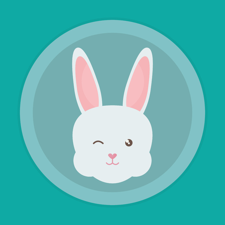 cute rabbit head character vector illustration designのイラスト素材