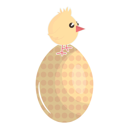 little chick with egg painted easter character vector illustration designのイラスト素材