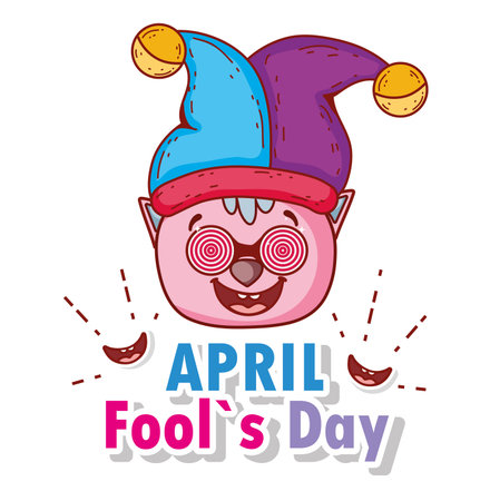 funny jester and smiles to fools day vector illustrationのイラスト素材