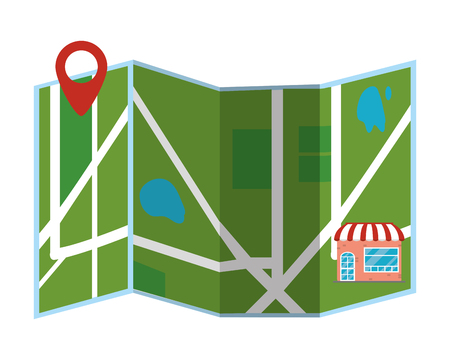map with location symbol and store vector illustration graphic designのイラスト素材