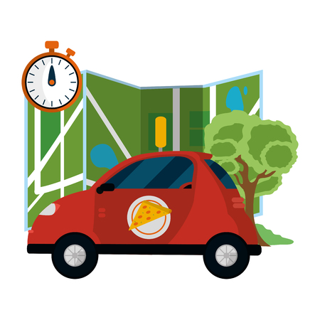 delivery car and mapのイラスト素材