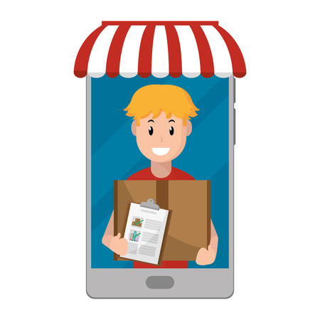 Delivery guy carrying boxesのイラスト素材