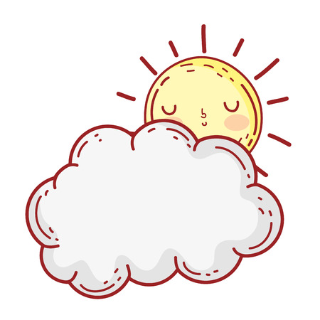 Cute clouds and sun  charactersのイラスト素材