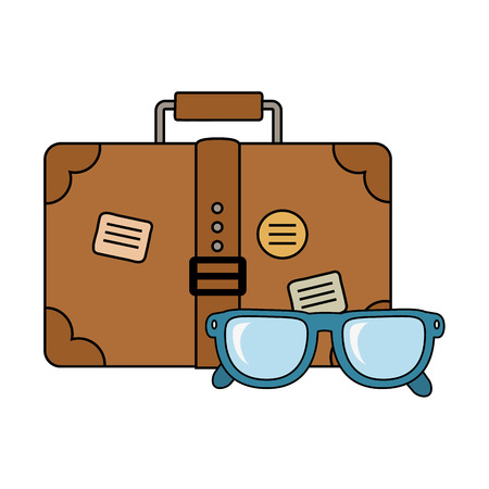 Suitcase travel with eyeglassesのイラスト素材