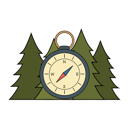 Compass guide with pines forestのイラスト素材