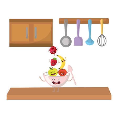 Delicious tasty fruits cartoonのイラスト素材
