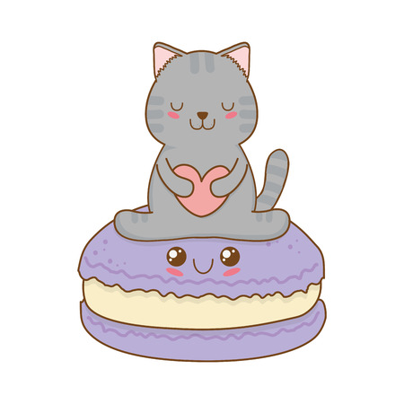 Cute little cat with cookies  characterのイラスト素材