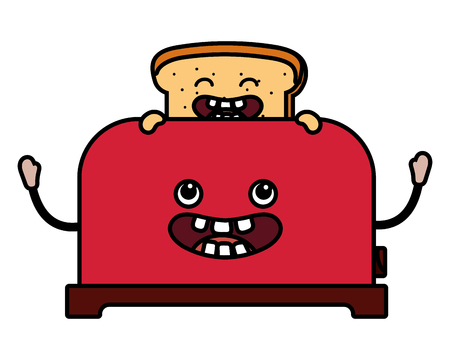 Bread toaster cartoonのイラスト素材