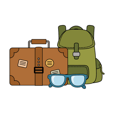 Travel bag camping with suitcaseのイラスト素材