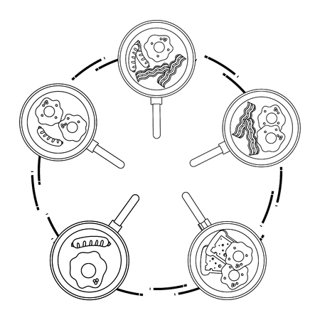 delicious tasty breakfast cartoonのイラスト素材