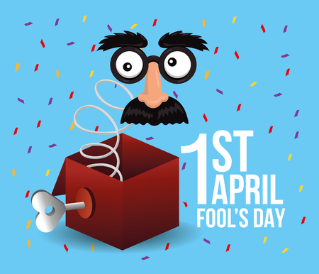 funny box with entertainment mask to fools dayのイラスト素材