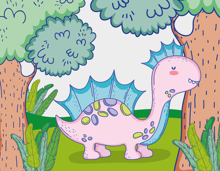 corythosaurus wildlife animal with trees and plantsのイラスト素材
