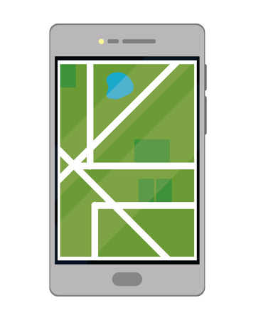 cellphone with map isolated vector illustration graphic designのイラスト素材