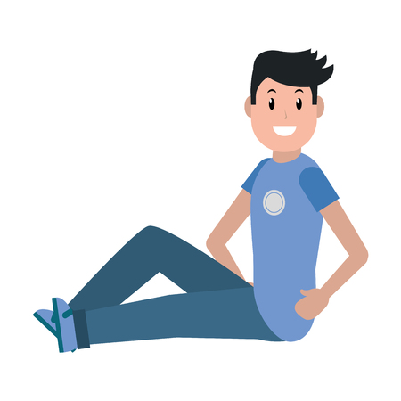 young man lying cartoon vector illustration graphic designのイラスト素材