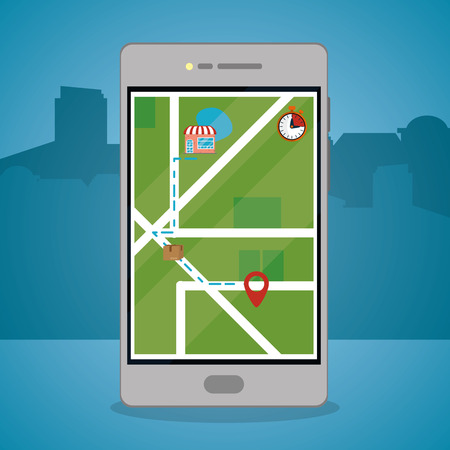 mobile order delivery app from smartphone map vector illustration graphic designのイラスト素材
