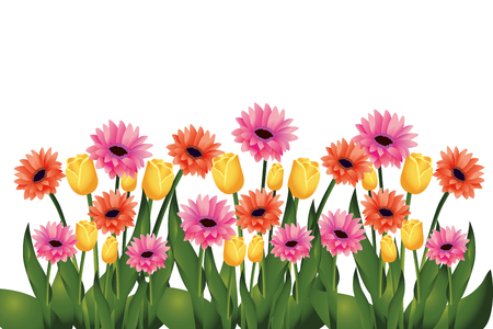 floral tropical flowers garden cartoon vector illustration graphic designのイラスト素材