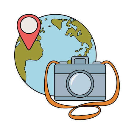 suitcase travel with eyeglasses and camping icon vector illustration designのイラスト素材
