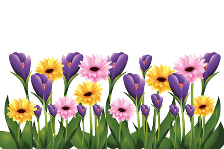floral tropical flowers garden cartoon vector illustration graphic designのイラスト素材