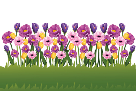 floral tropical flowers garden cartoon vector illustration graphic designのイラスト素材