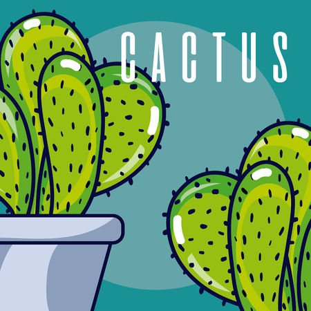 Set of cactus in pots cute cartoons vector illustration graphic designのイラスト素材
