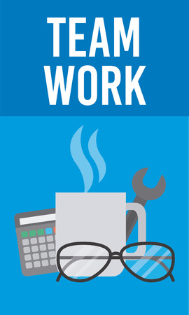 Teamwork and office elements cartoons vector illustration graphic designのイラスト素材