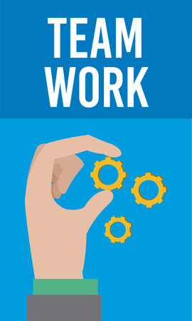 Business and teamwork hand with gears cartoons vector illustration graphic designのイラスト素材
