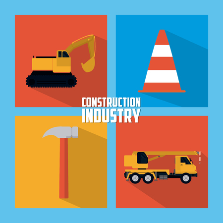 Set of construction square icons collection vector illustration graphic designのイラスト素材