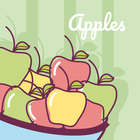 Apples on bowl fresh fruits vector illustration graphic designのイラスト素材