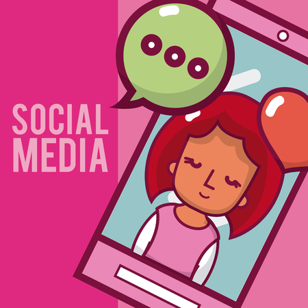 Girl in love on smartphone screen vector illustration graphic designのイラスト素材