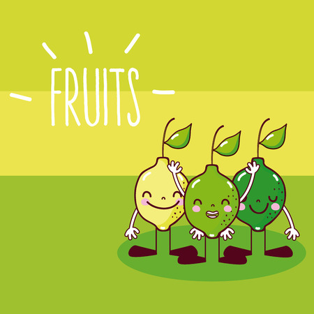 Cute and funny lemons friends cartoons vector illustration graphic designのイラスト素材