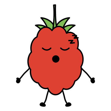 delicious raspberry sleeping character vector illustration designのイラスト素材