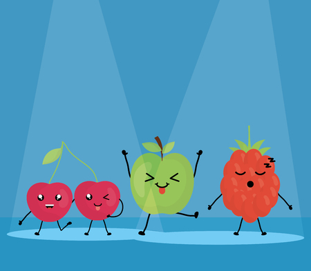 fresh fruits charactersのイラスト素材